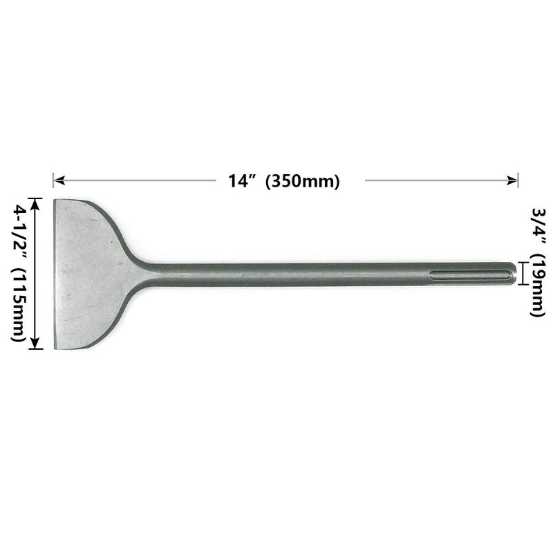 SPKLINE 4.5 Inch Wide Machine Sharpened Tile & Thinset Removal Scaling Chisel Bit Thinset Scraper & Floor Scraper, SDS MAX Shank,Semicircle Shape Scaling Blade, (4.5" X 14") - Image 2